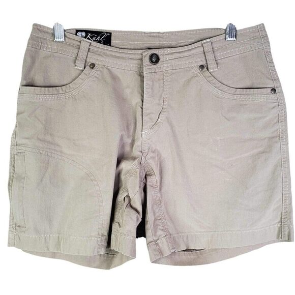 Kuhl Shorts Womens Size 8 Tan Beige Pockets Logo Hiking Canvas 32 - Picture 2 of 13